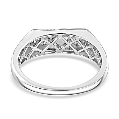 Moissanite 0.25 ctw Ring in Rhodium Over Sterling Silver and 10K Yellow Gold (Size 10.0)