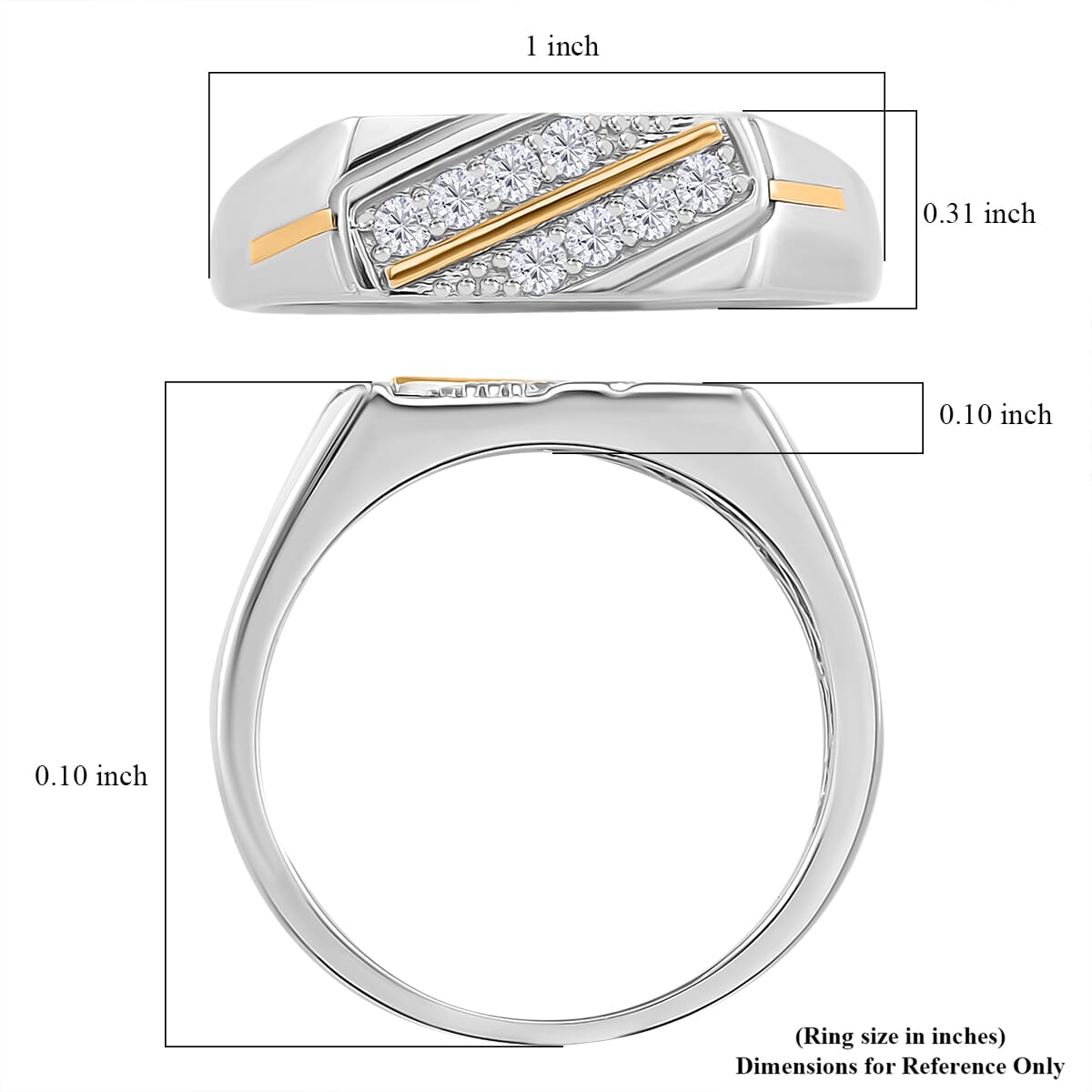 Moissanite 0.25 ctw Ring in Rhodium Over Sterling Silver and 10K Yellow Gold (Size 10.0) image number 4