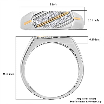 Moissanite 0.25 ctw Ring in Rhodium Over Sterling Silver and 10K Yellow Gold (Size 10.0)