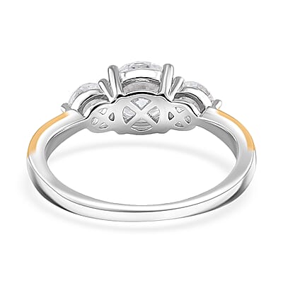 Moissanite 1.35 ctw Ring in Rhodium Over Sterling Silver and 10K Yellow Gold (Size 10.0)