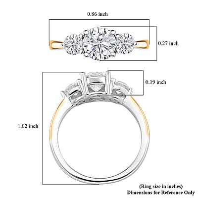 Moissanite 1.35 ctw Ring in Rhodium Over Sterling Silver and 10K Yellow Gold (Size 10.0)
