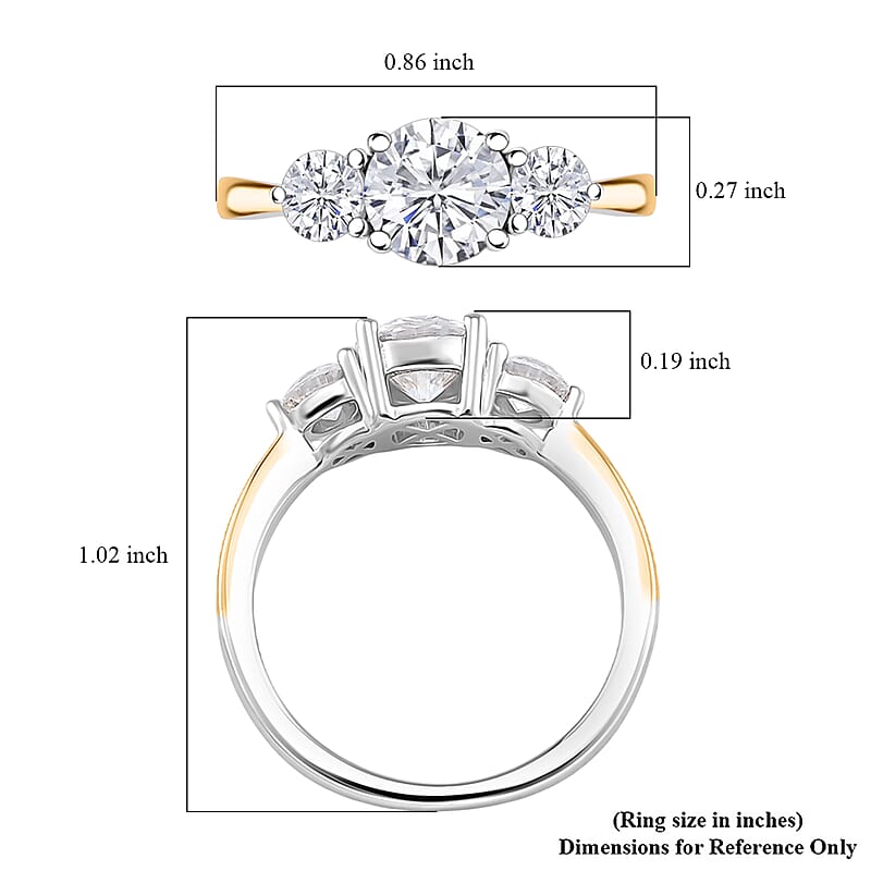 Moissanite 1.35 ctw Ring in Rhodium Over Sterling Silver and 10K Yellow Gold (Size 8.0)