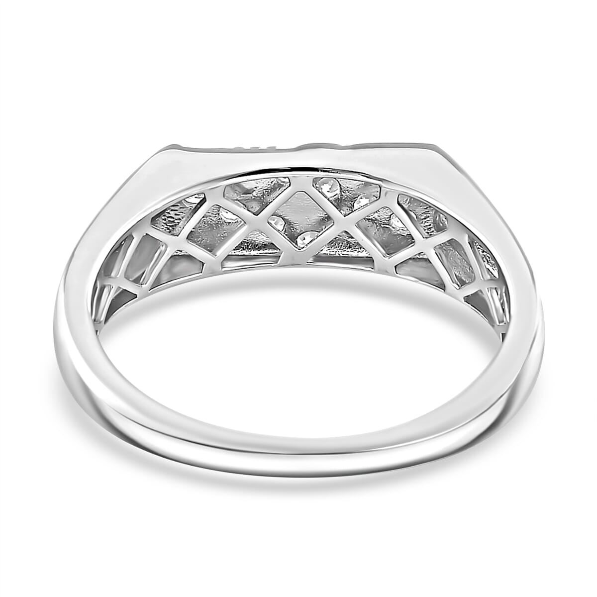 Moissanite 0.25 ctw Ring in Rhodium Over Sterling Silver and 10K Yellow Gold (Size 5.0) image number 3