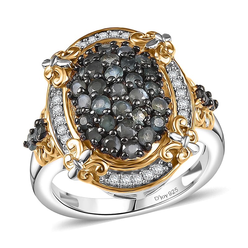 D'Joy Narsipatnam Alexandrite and White Zircon 1.50 ctw Vintage ERA Ring in 18K Vermeil YG and Rhodium Over Sterling Silver (Size 10.0)