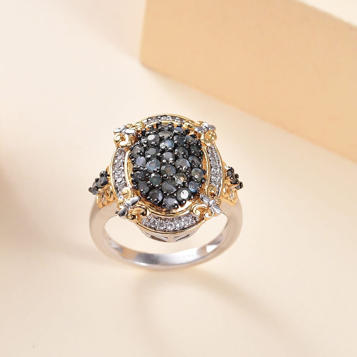 06th Apr TLV Narsipatnam Alexandrite, White Zircon Ring in 18K Vermeil YG and Rhodium Over Sterling Silver (Size 10.0) 1.50 ctw image number 1
