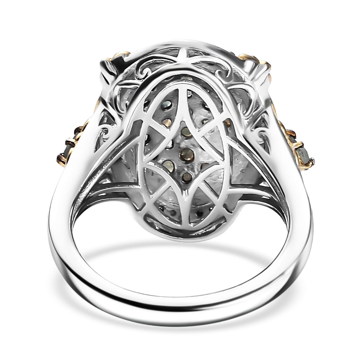 06th Apr TLV Narsipatnam Alexandrite, White Zircon Ring in 18K Vermeil YG and Rhodium Over Sterling Silver (Size 10.0) 1.50 ctw image number 4