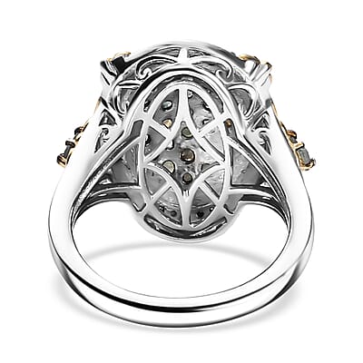 D'Joy Narsipatnam Alexandrite and White Zircon 1.50 ctw Vintage ERA Ring in 18K Vermeil YG and Rhodium Over Sterling Silver (Size 10.0)