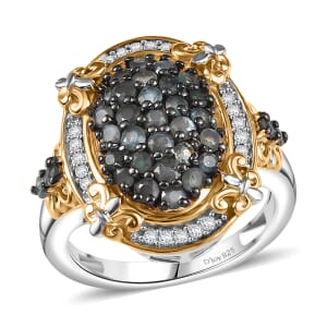 D'Joy Narsipatnam Alexandrite and White Zircon 1.50 ctw Vintage ERA Ring in 18K Vermeil YG and Rhodium Over Sterling Silver (Size 5.0)