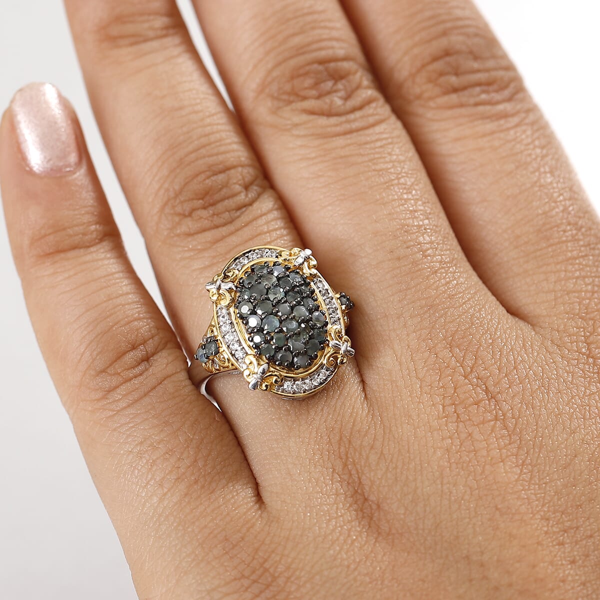 D'Joy Narsipatnam Alexandrite and White Zircon 1.50 ctw Vintage ERA Ring in 18K Vermeil YG and Rhodium Over Sterling Silver (Size 5.0) image number 2