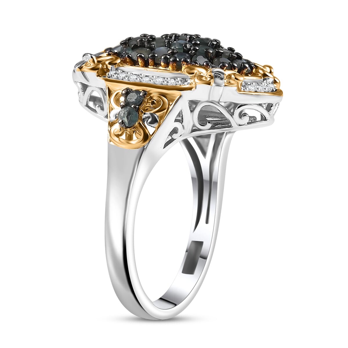 D'Joy Narsipatnam Alexandrite and White Zircon 1.50 ctw Vintage ERA Ring in 18K Vermeil YG and Rhodium Over Sterling Silver (Size 5.0) image number 3