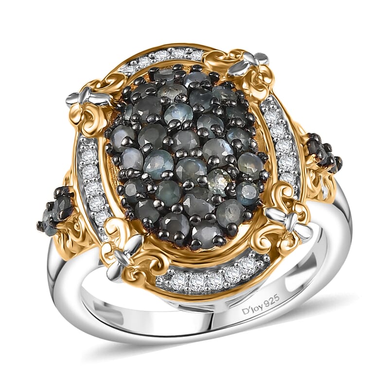 D'Joy Narsipatnam Alexandrite and White Zircon 1.50 ctw Vintage ERA Ring in 18K Vermeil YG and Rhodium Over Sterling Silver (Size 7.0)