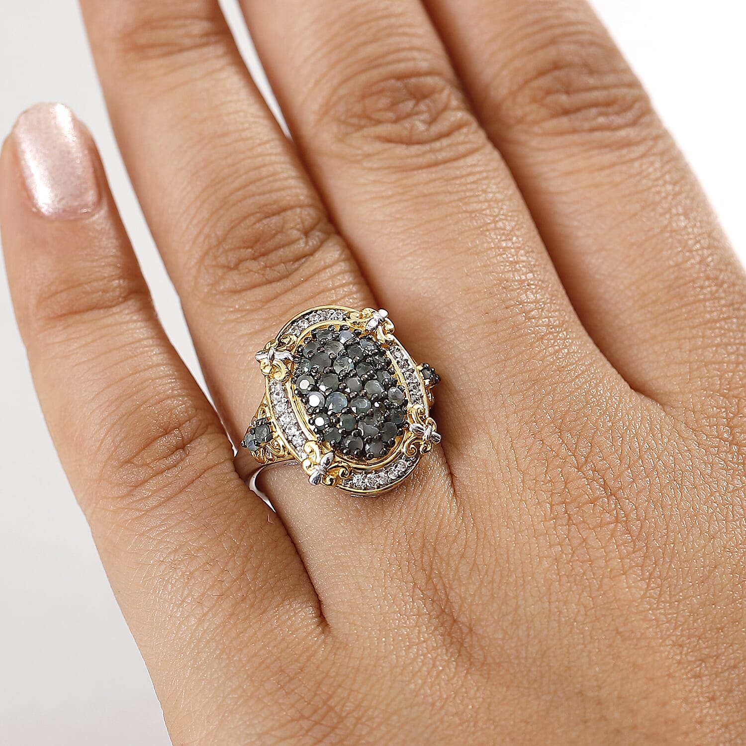 D'Joy Narsipatnam Alexandrite and White Zircon 1.50 ctw Vintage ERA Ring in 18K Vermeil YG and Rhodium Over Sterling Silver (Size 7.0)
