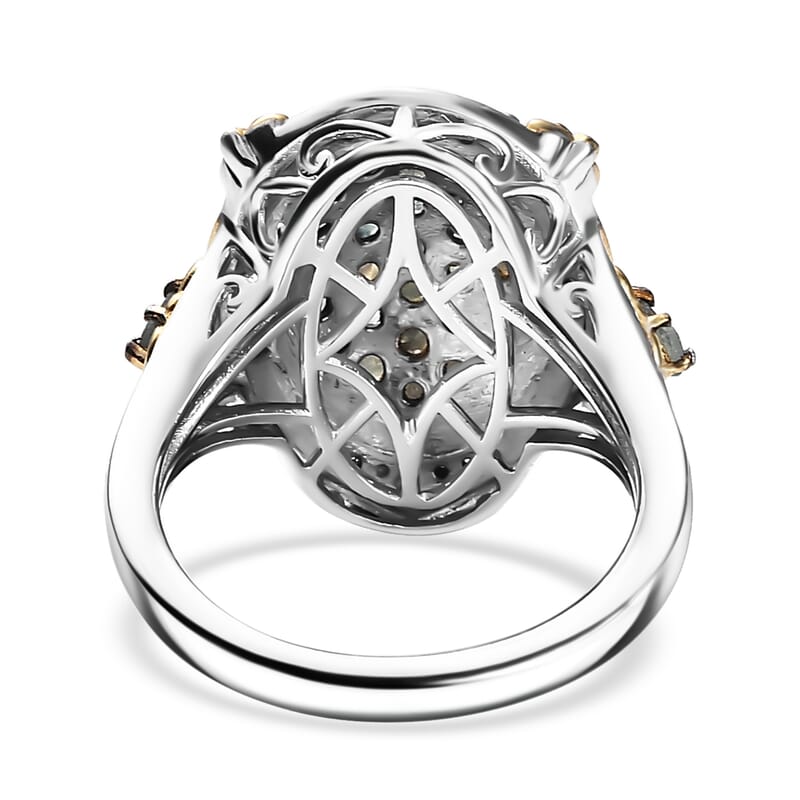 D'Joy Narsipatnam Alexandrite and White Zircon 1.50 ctw Vintage ERA Ring in 18K Vermeil YG and Rhodium Over Sterling Silver (Size 7.0)