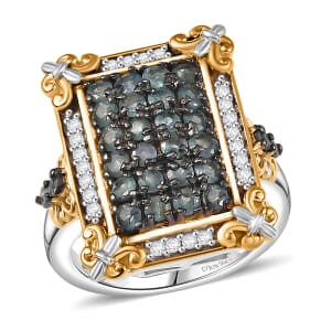 D'Joy Narsipatnam Alexandrite and White Zircon 1.40 ctw Vintage ERA Ring in 18K Vermeil YG and Rhodium Over Sterling Silver (Size 5.0)