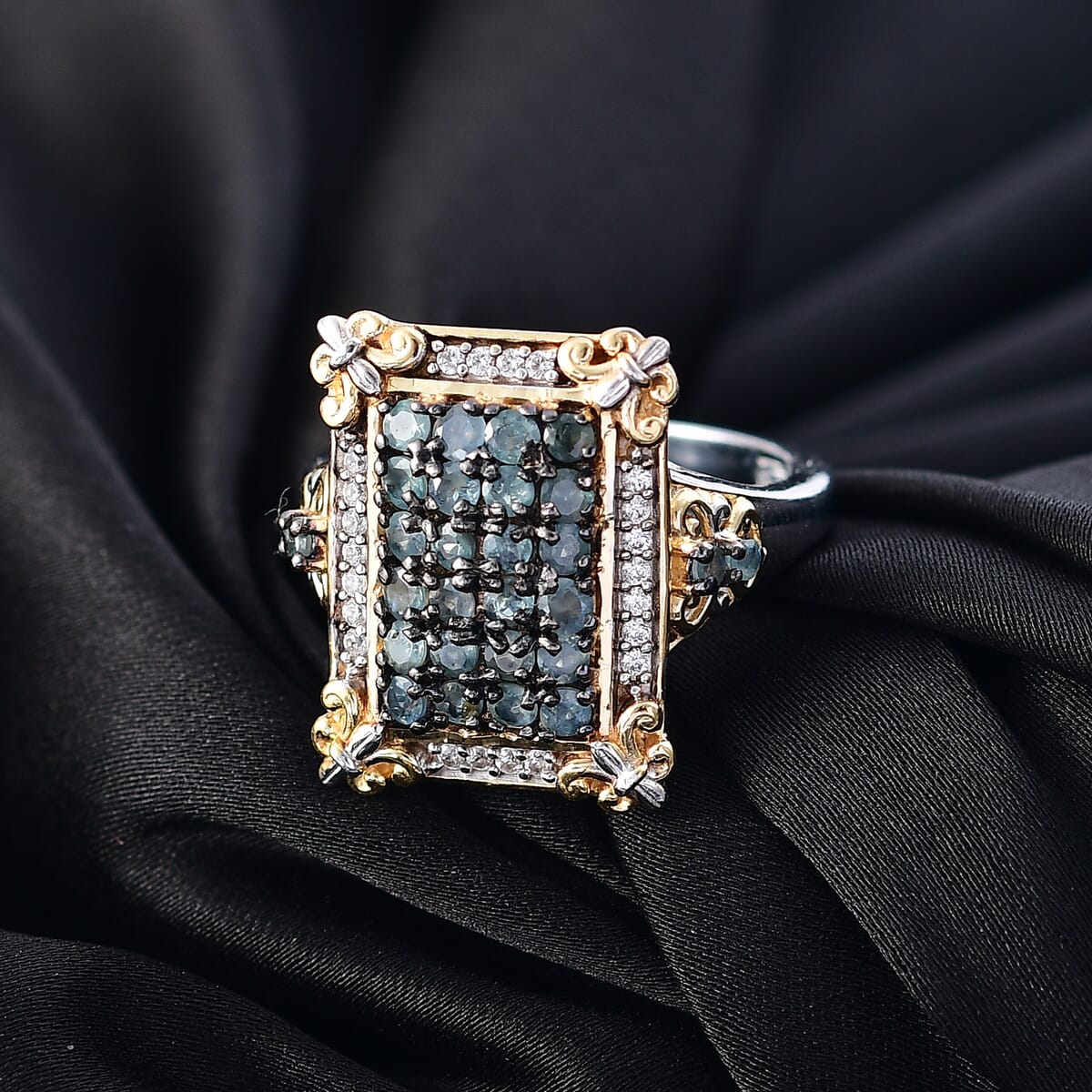 D'Joy Narsipatnam Alexandrite and White Zircon 1.40 ctw Vintage ERA Ring in 18K Vermeil YG and Rhodium Over Sterling Silver (Size 5.0) image number 1