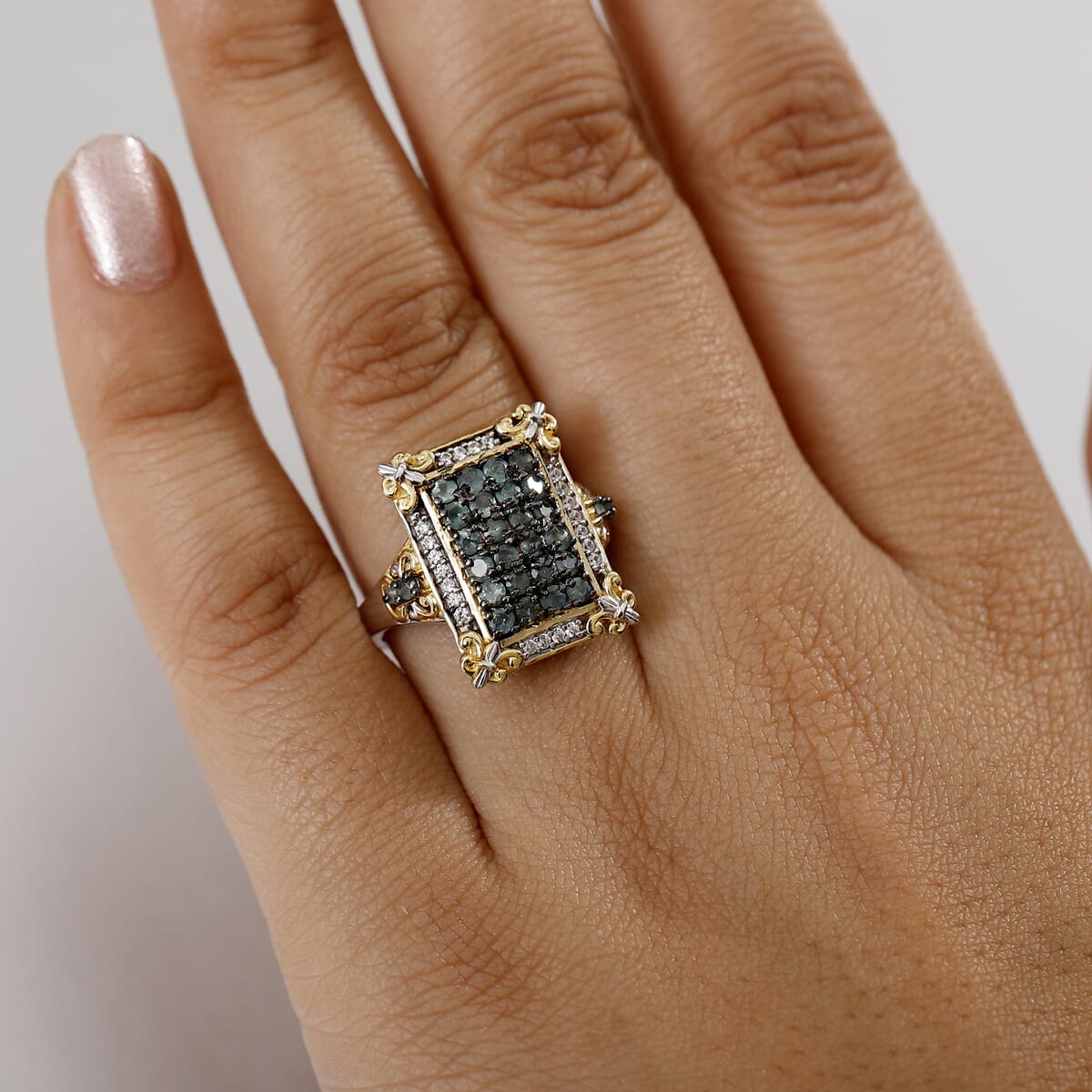 D'Joy Narsipatnam Alexandrite and White Zircon 1.40 ctw Vintage ERA Ring in 18K Vermeil YG and Rhodium Over Sterling Silver (Size 5.0) image number 2