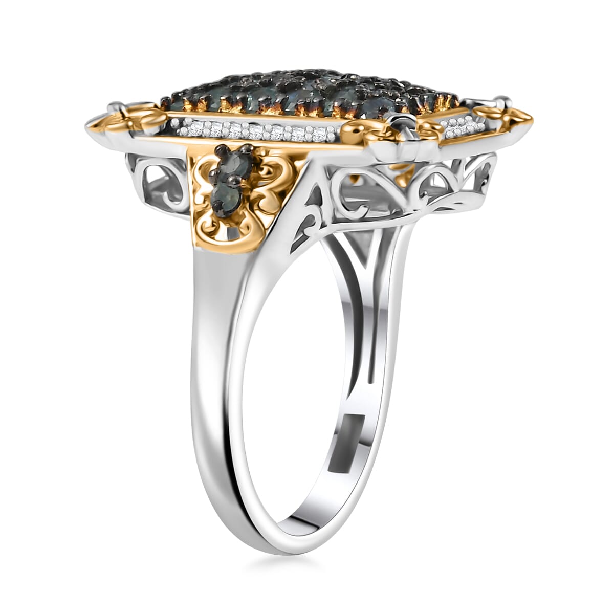 D'Joy Narsipatnam Alexandrite and White Zircon 1.40 ctw Vintage ERA Ring in 18K Vermeil YG and Rhodium Over Sterling Silver (Size 5.0) image number 3