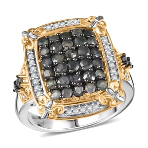 D'Joy Narsipatnam Alexandrite and White Zircon 1.60 ctw Vintage ERA Ring in 18K Vermeil YG and Rhodium Over Sterling Silver (Size 5.0)