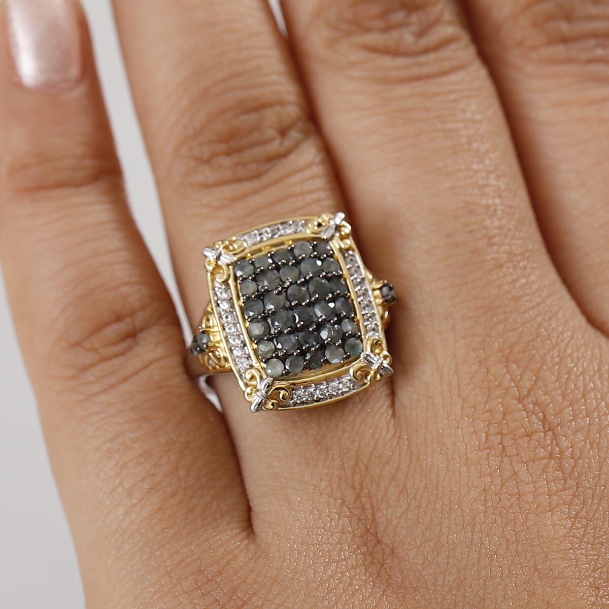 D'Joy Narsipatnam Alexandrite and White Zircon 1.60 ctw Vintage ERA Ring in 18K Vermeil YG and Rhodium Over Sterling Silver (Size 5.0) image number 2