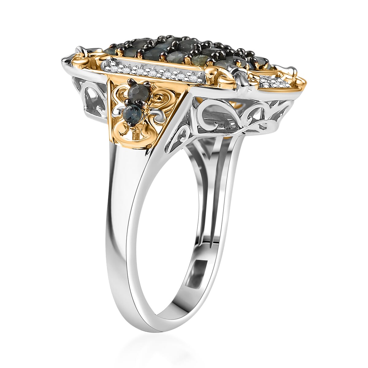 D'Joy Narsipatnam Alexandrite and White Zircon 1.60 ctw Vintage ERA Ring in 18K Vermeil YG and Rhodium Over Sterling Silver (Size 5.0) image number 3