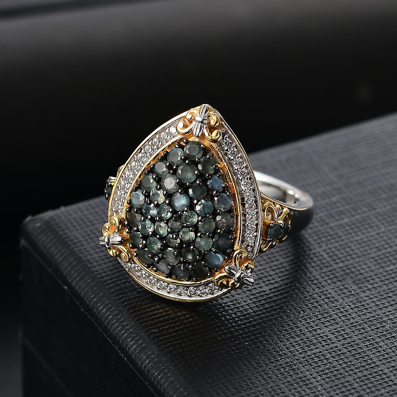 D'Joy Narsipatnam Alexandrite and White Zircon 1.85 ctw Vintage ERA Ring in 18K Vermeil YG and Rhodium Over Sterling Silver (Size 6.0)