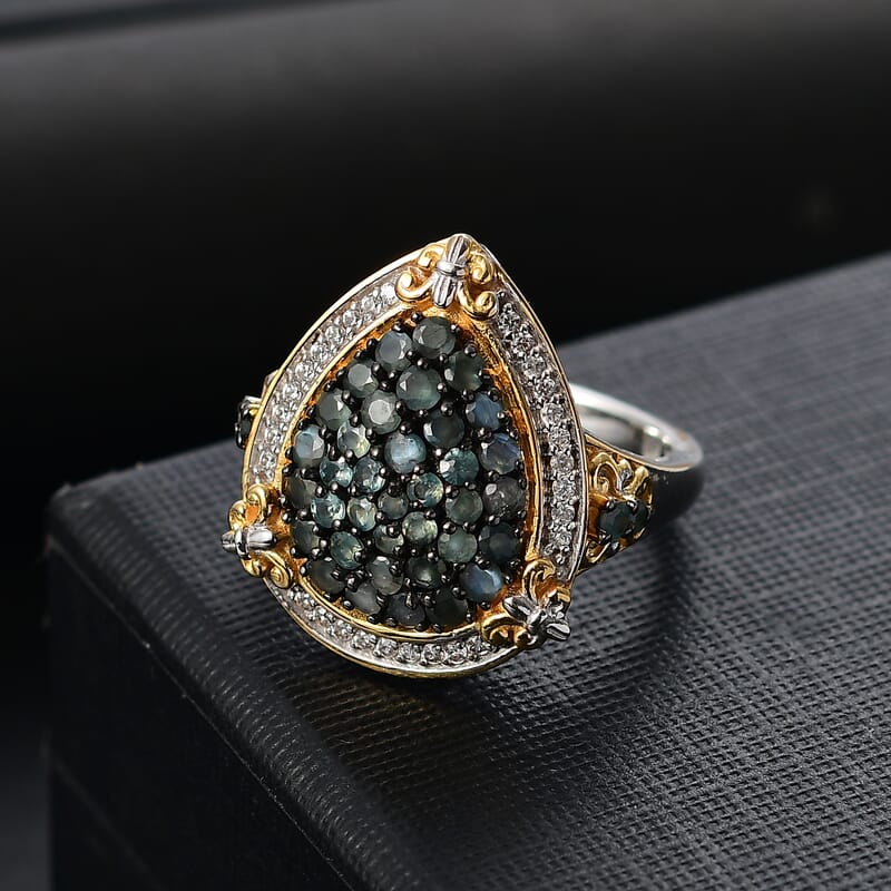 D'Joy Narsipatnam Alexandrite and White Zircon 1.85 ctw Vintage ERA Ring in 18K Vermeil YG and Rhodium Over Sterling Silver (Size 6.0)
