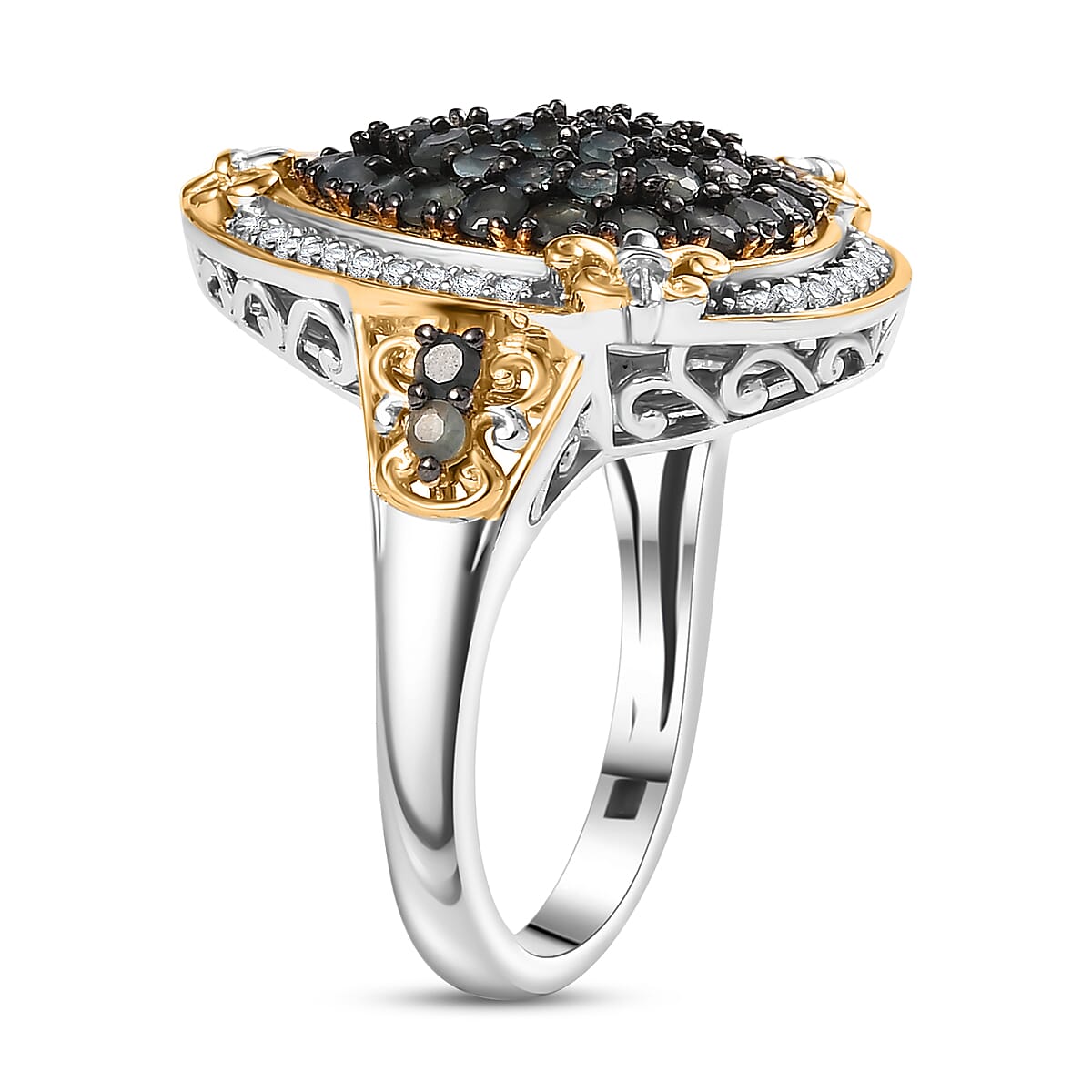 D'Joy Narsipatnam Alexandrite and White Zircon 1.85 ctw Vintage ERA Ring in 18K Vermeil YG and Rhodium Over Sterling Silver (Size 6.0)