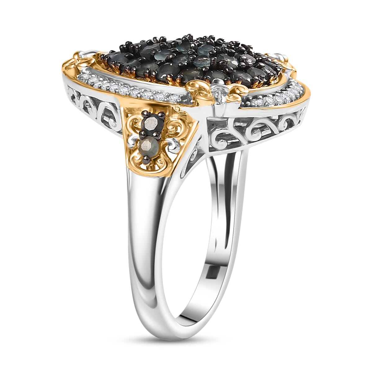 D'Joy Narsipatnam Alexandrite and White Zircon 1.85 ctw Vintage ERA Ring in 18K Vermeil YG and Rhodium Over Sterling Silver (Size 8.0) image number 3