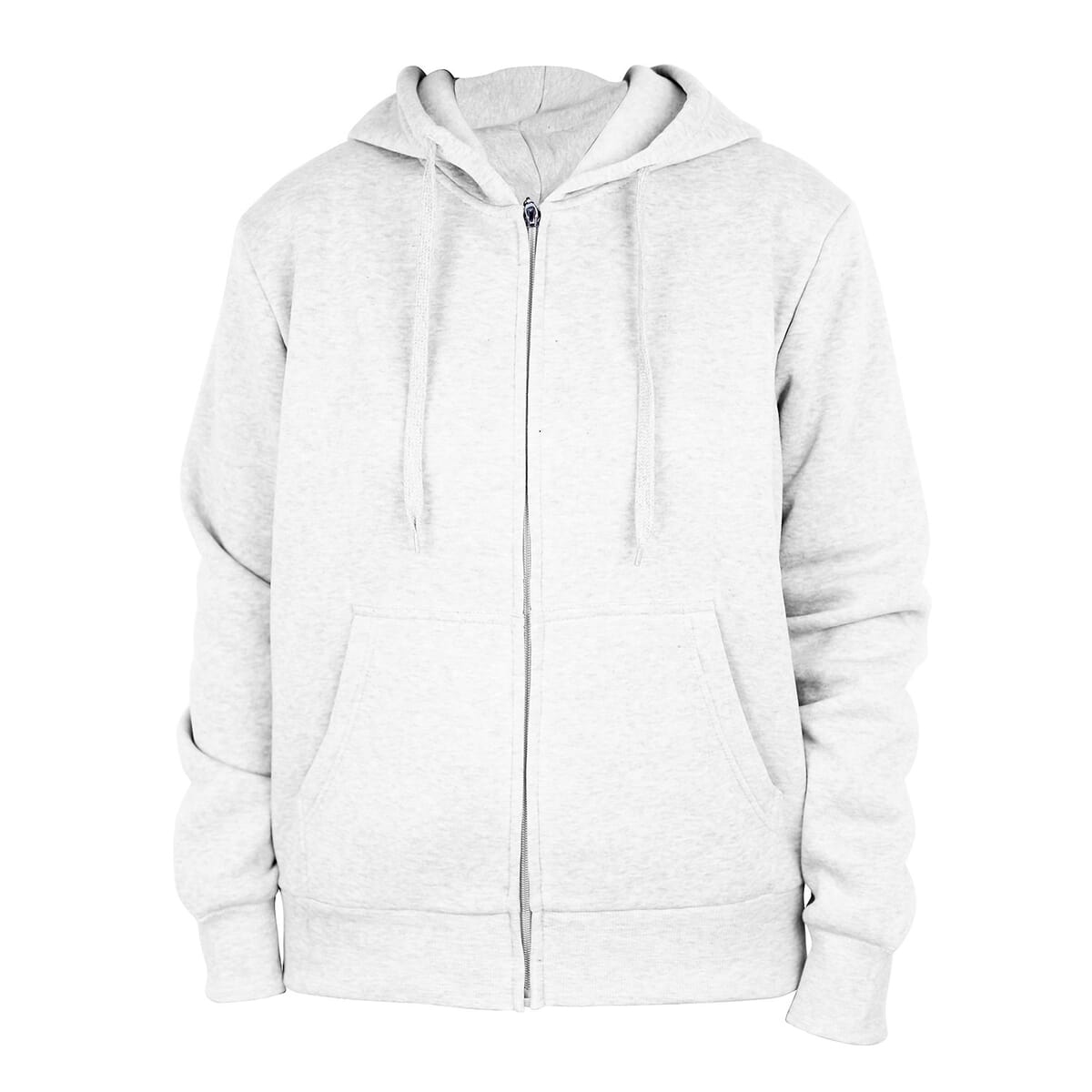 Hanton White Fleece Zip Front Hoodie with Pockets - 2XL image number 0