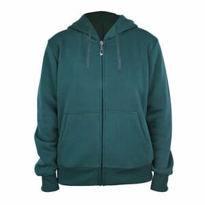 Hanton Teal Fleece Zip Front Hoodie with Pockets - M