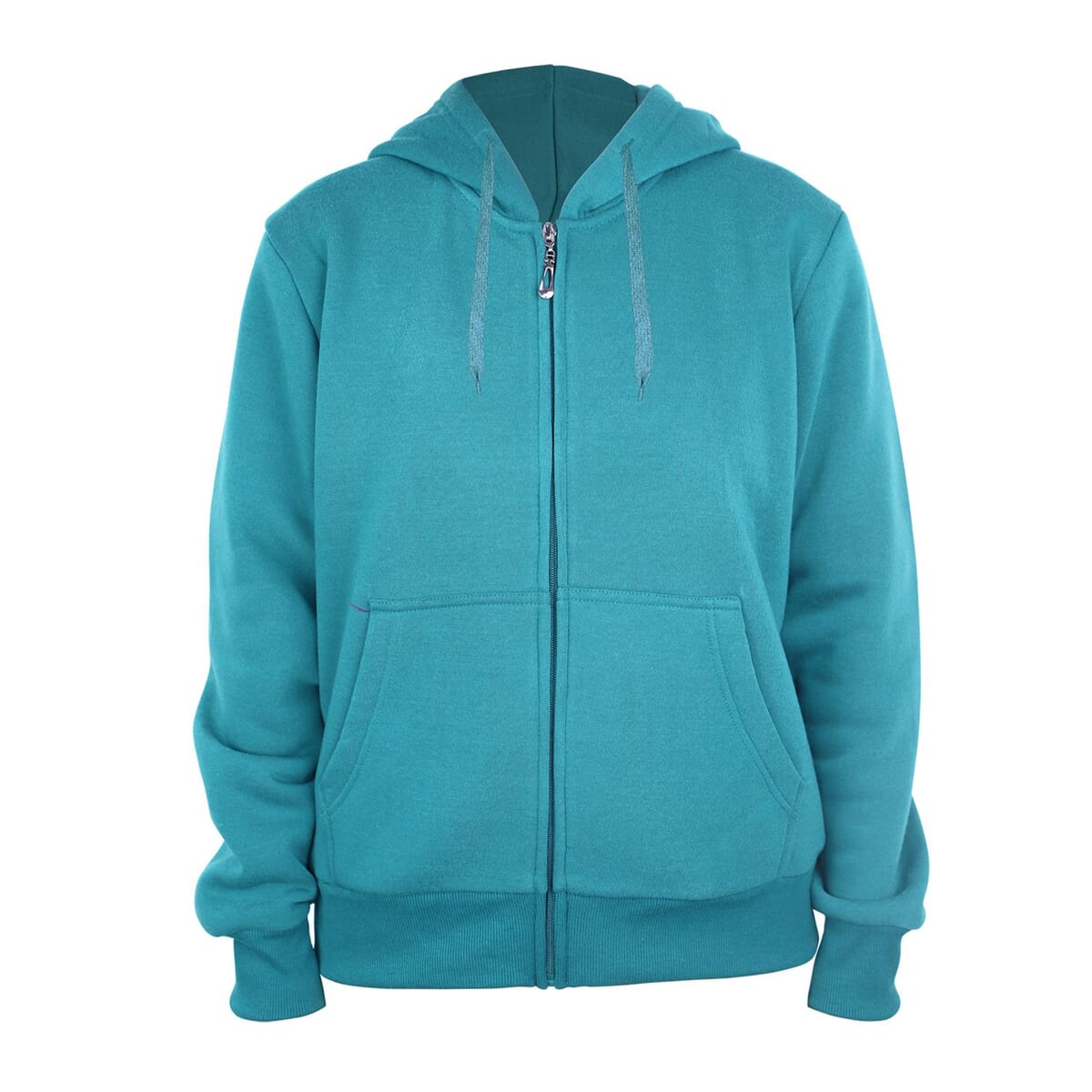 Hanton Turquoise Fleece Zip Front Hoodie with Pockets - S image number 0