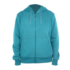 Hanton Turquoise Fleece Zip Front Hoodie with Pockets - S