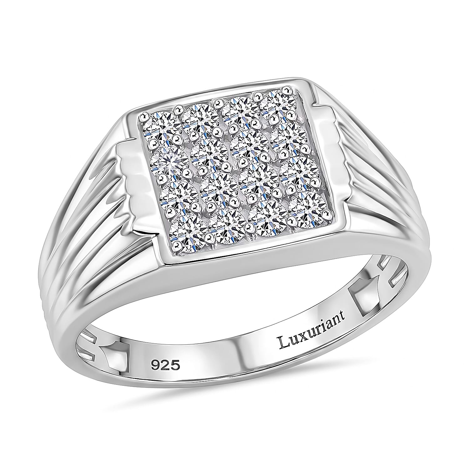 Luxuriant Lab Grown Diamond G-H SI 1.00 ctw Men's Ring in Platinum Over Sterling Silver (Size 10.0)