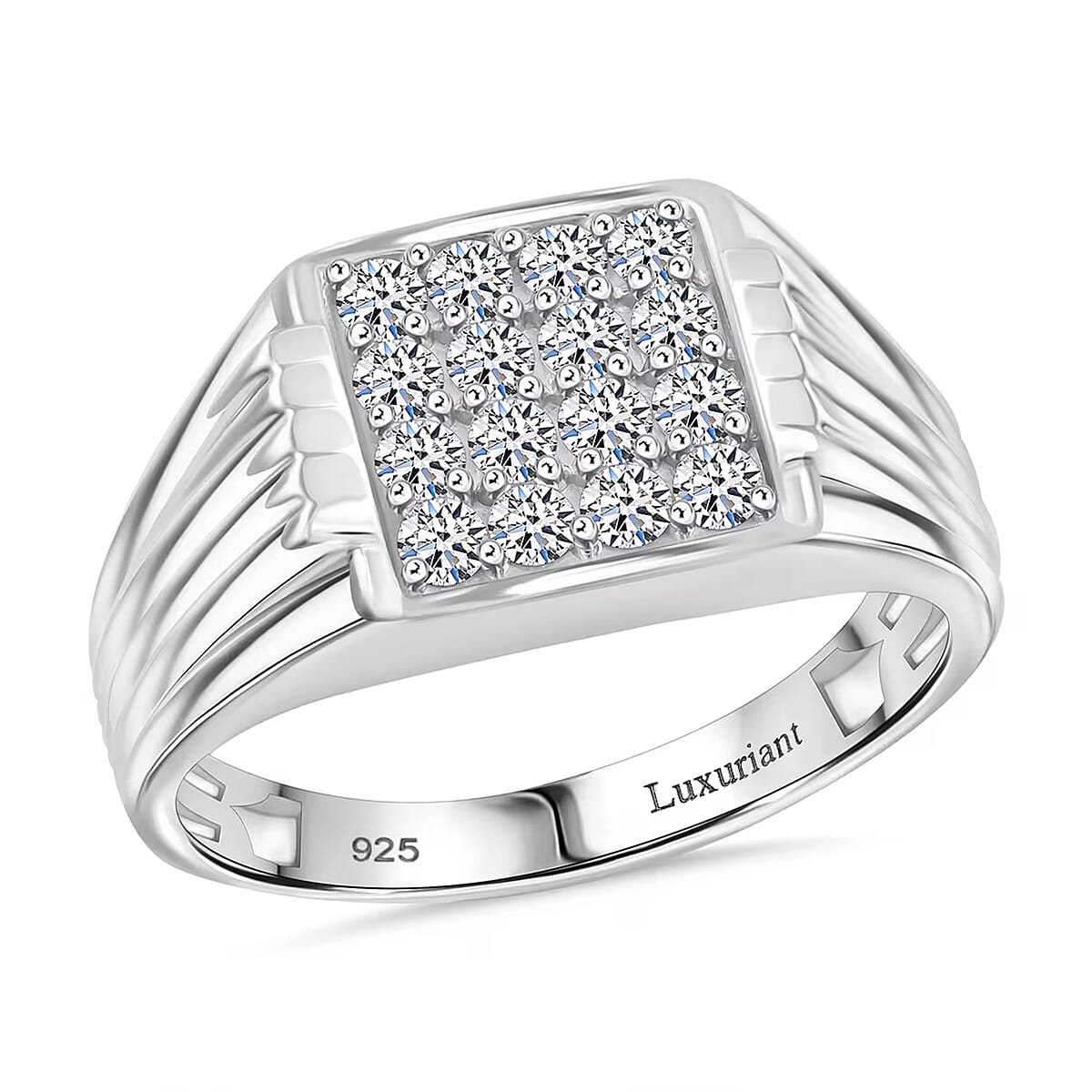 Luxuriant Lab Grown Diamond G-H SI 1.00 ctw Men's Ring in Platinum Over Sterling Silver (Size 10.5) (Del. In 10-12 Days) image number 0