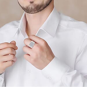 Luxuriant Lab Grown Diamond G-H SI 1.00 ctw Men's Ring in Platinum Over Sterling Silver (Size 10.5) (Del. In 10-12 Days)