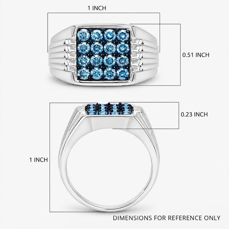Luxuriant Lab Grown Diamond G-H SI 1.00 ctw Men's Ring in Platinum Over Sterling Silver (Size 10.5)