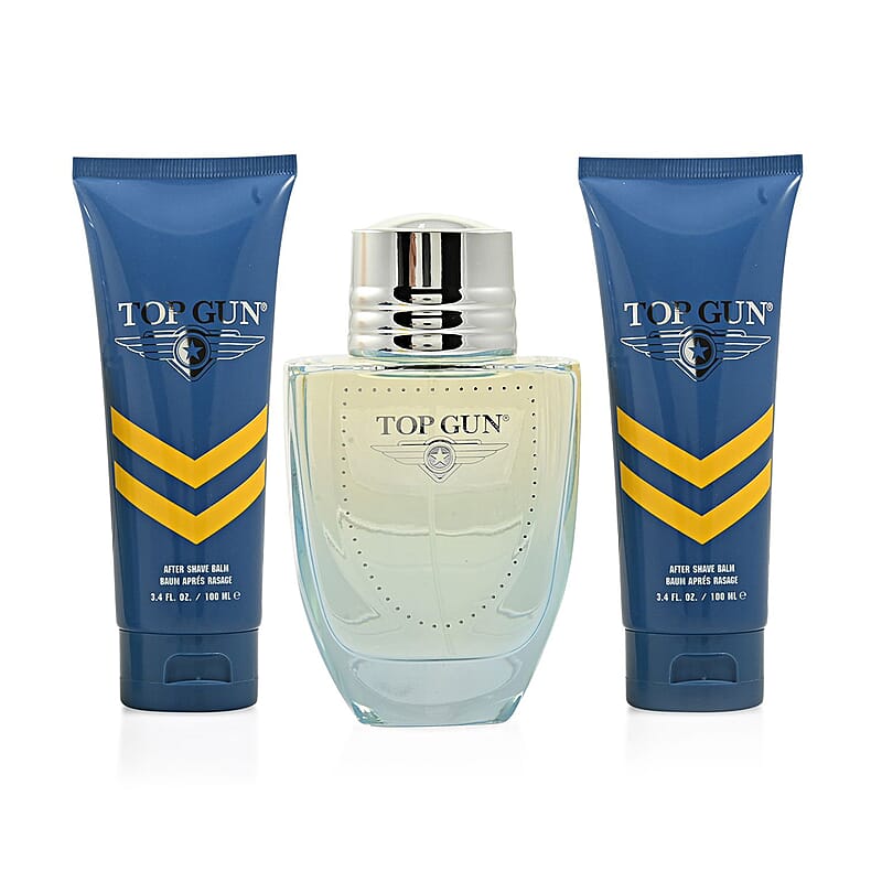 Top Gun Chevron Men's Care Set (After Shave, Hair & Body Wash, and EDT) (3.4oz Each)