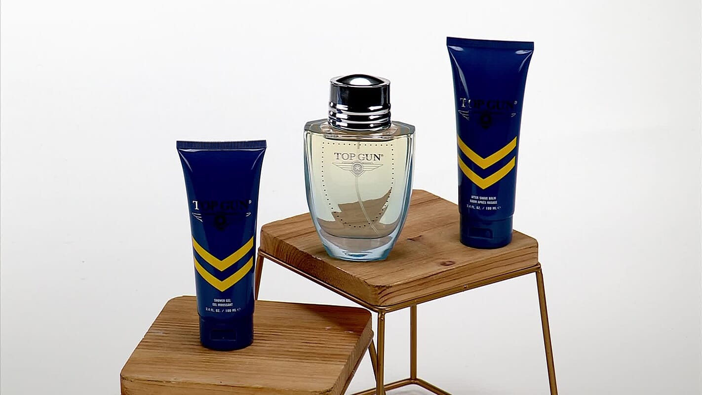 Top Gun Chevron Men's Care Set (After Shave, Hair & Body Wash, and EDT) (3.4oz Each)