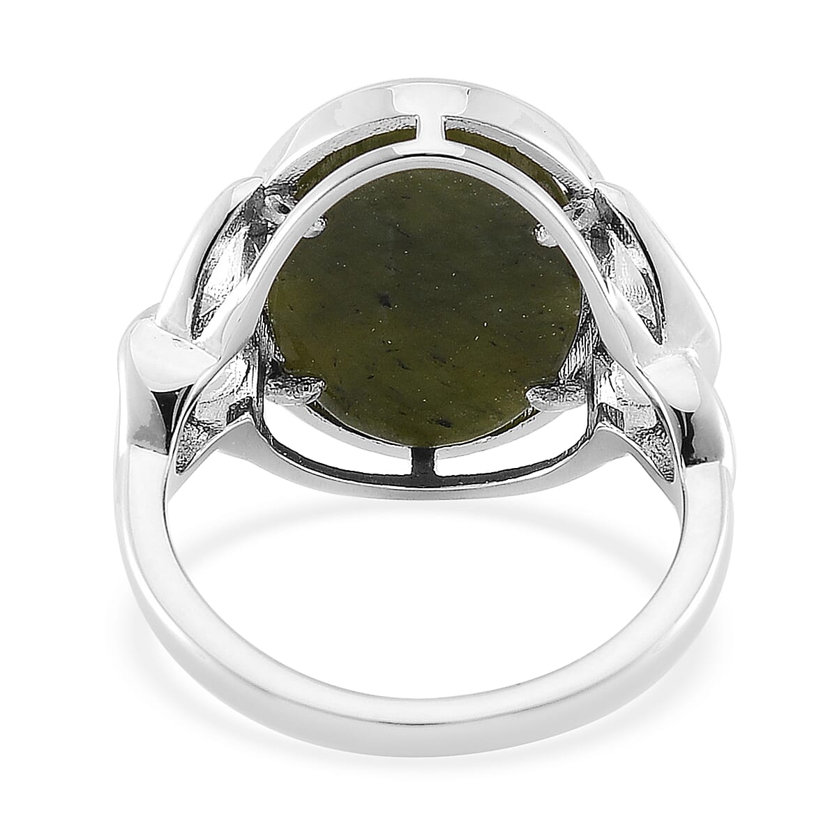 Connemara Marble 10.00 ctw Tree of Life Ring in Silvertone (Size 9.0) 