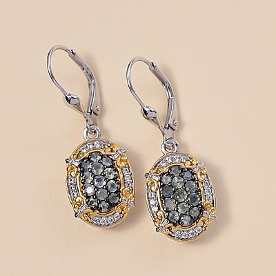 D'Joy Narsipatnam Alexandrite and White Zircon 1.40 ctw Vintage ERA Lever Back Earrings in 18K Vermeil YG and Rhodium Over Sterling Silver