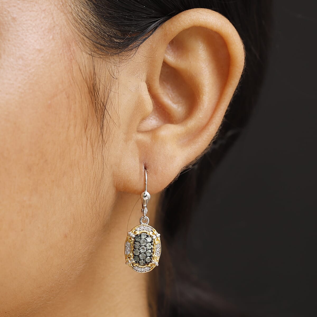 D'Joy Narsipatnam Alexandrite and White Zircon 1.40 ctw Vintage ERA Lever Back Earrings in 18K Vermeil YG and Rhodium Over Sterling Silver image number 2