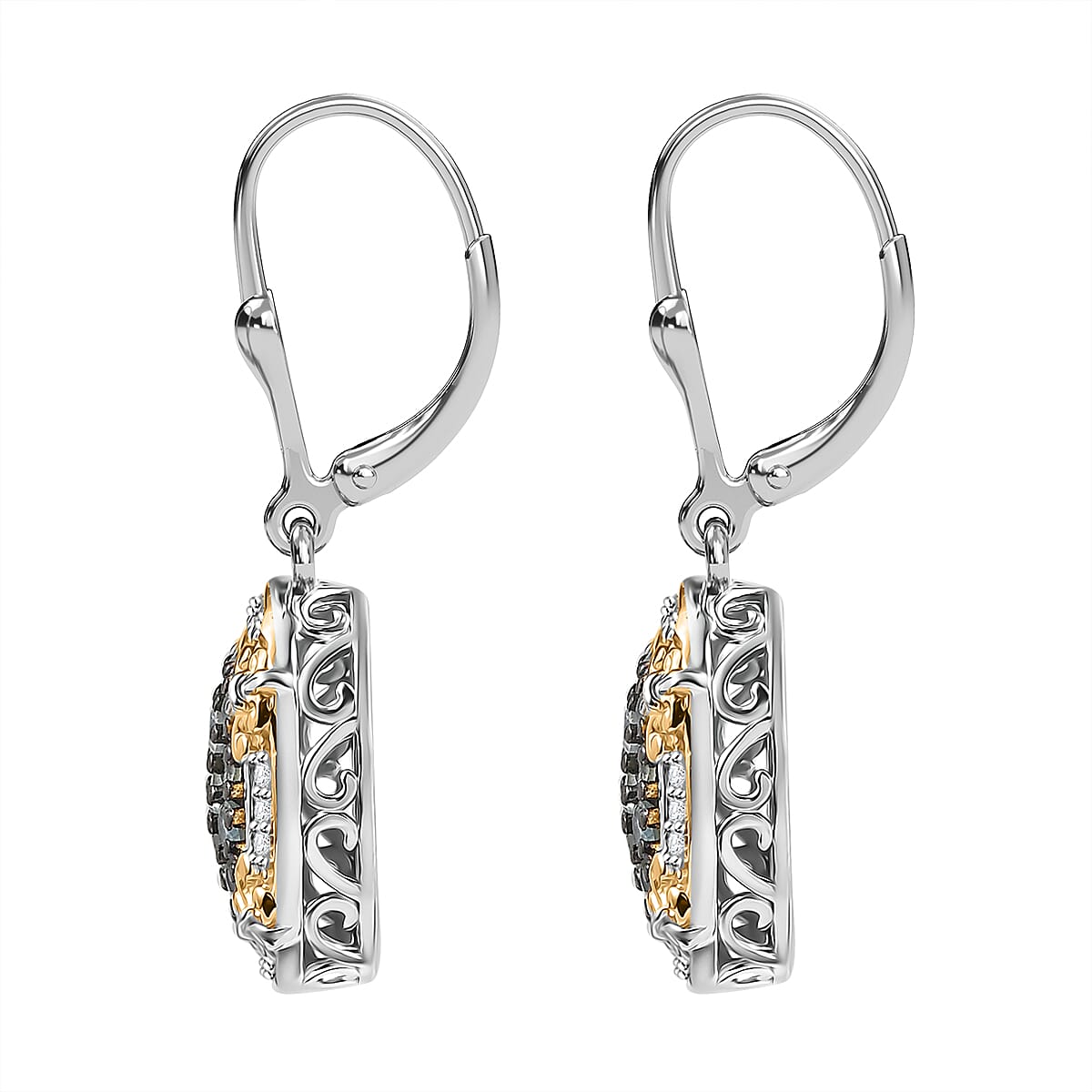 D'Joy Narsipatnam Alexandrite and White Zircon 1.40 ctw Vintage ERA Lever Back Earrings in 18K Vermeil YG and Rhodium Over Sterling Silver