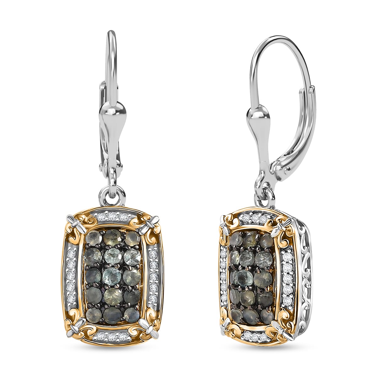 D'Joy Narsipatnam Alexandrite and White Zircon 1.70 ctw Vintage ERA Lever Back Earrings in 18K Vermeil YG and Rhodium Over Sterling Silver image number 0