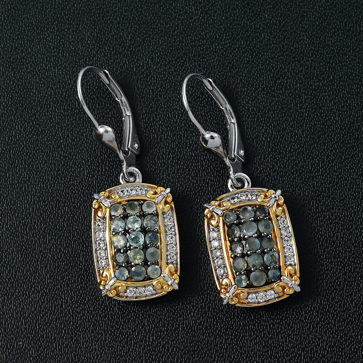 D'Joy Narsipatnam Alexandrite and White Zircon 1.70 ctw Vintage ERA Lever Back Earrings in 18K Vermeil YG and Rhodium Over Sterling Silver image number 1