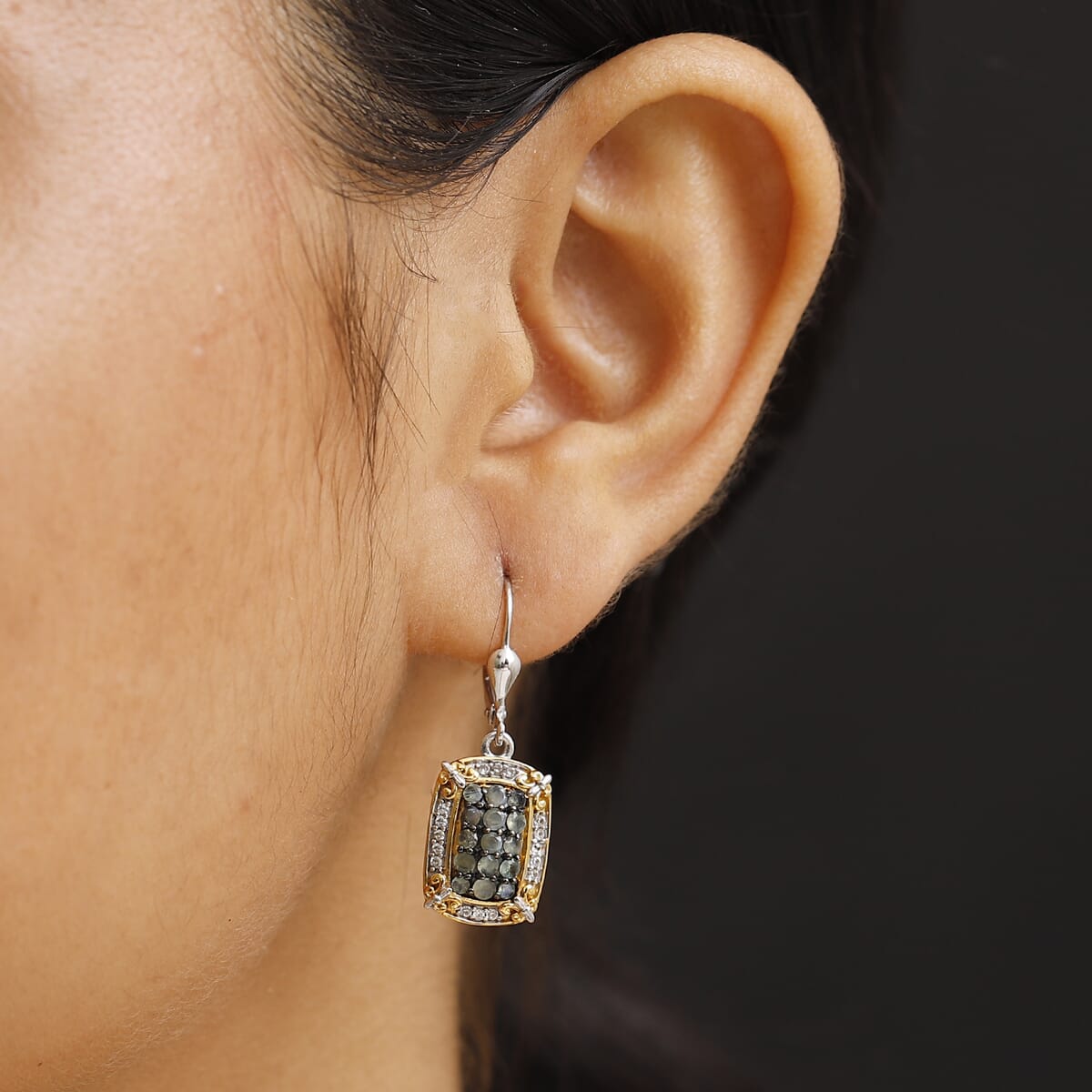D'Joy Narsipatnam Alexandrite and White Zircon 1.70 ctw Vintage ERA Lever Back Earrings in 18K Vermeil YG and Rhodium Over Sterling Silver image number 2