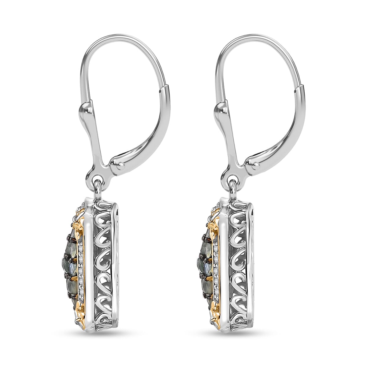 D'Joy Narsipatnam Alexandrite and White Zircon 1.70 ctw Vintage ERA Lever Back Earrings in 18K Vermeil YG and Rhodium Over Sterling Silver image number 4