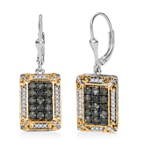 D'Joy Narsipatnam Alexandrite and White Zircon 1.75 ctw Vintage ERA Lever Back Earrings in 18K Vermeil YG and Rhodium Over Sterling Silver 