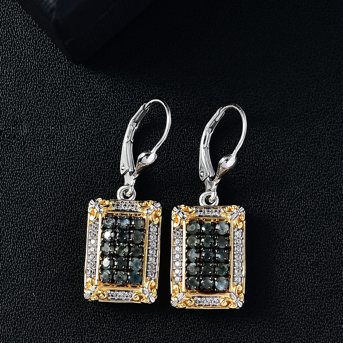 D'Joy Narsipatnam Alexandrite and White Zircon 1.75 ctw Vintage ERA Lever Back Earrings in 18K Vermeil YG and Rhodium Over Sterling Silver  image number 1