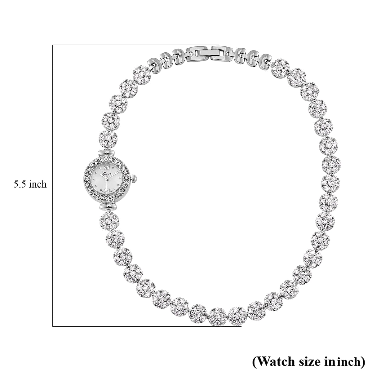 Genoa Austrian Crystal Japanese Movement Round Dail Bracelet Watch in Silvertone image number 6