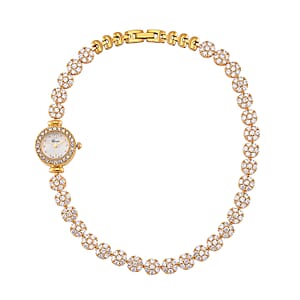 Genoa Austrian Crystal Japanese Movement Round Dail Bracelet Watch in Goldtone